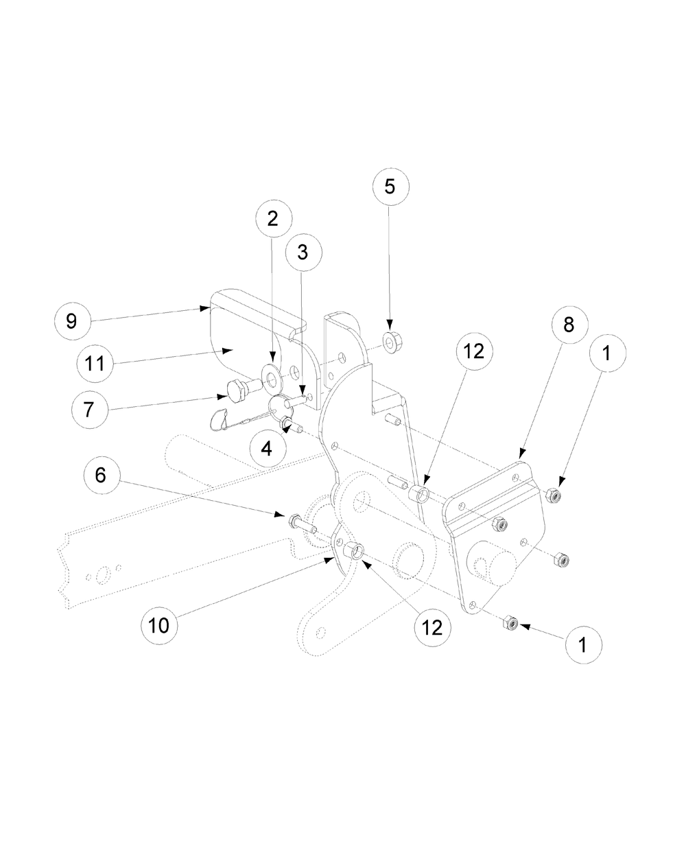 Foot Pedal Deck Lift Assembly Diagram and Parts List for M54-KW 53DB5DBW750-23-HP Cub Cadet Lawn Tractor